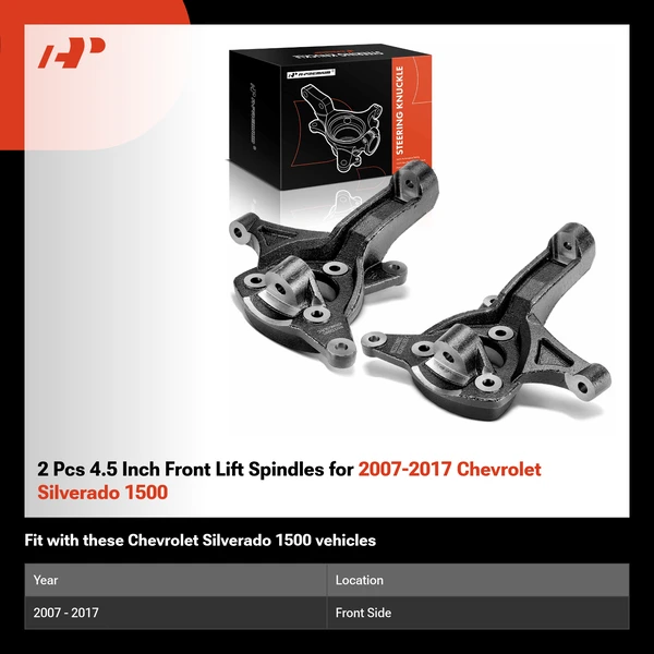 2 Pcs 4.5 Inch Front Lift Spindles for 2007-2017 Chevrolet Silverado 1500