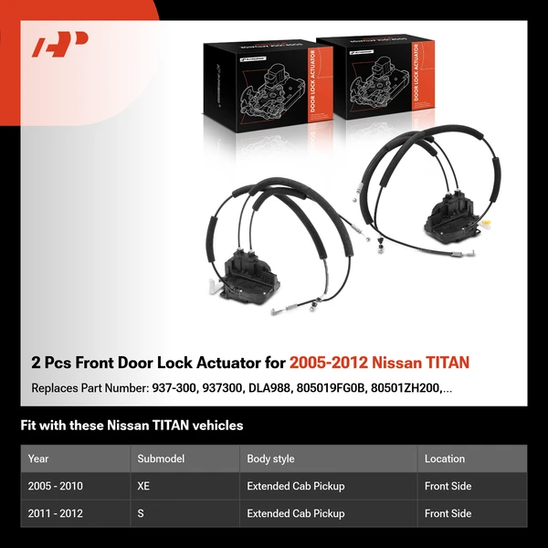 2 Pcs Front Door Lock Actuator for 2005-2012 Nissan TITAN