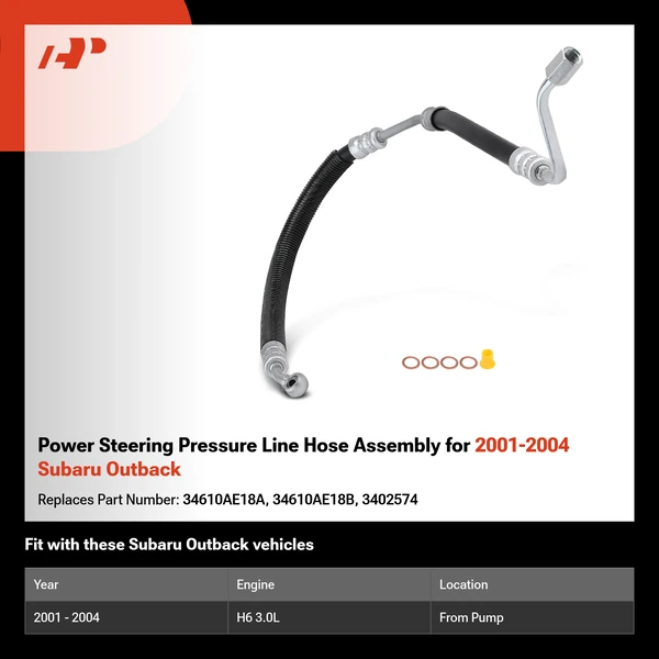 Power Steering Pressure Line Hose Assembly for 2001-2004 Subaru Outback