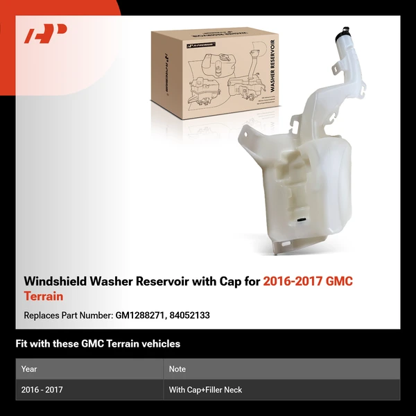 Windshield Washer Reservoir with Cap for 2016-2017 GMC Terrain