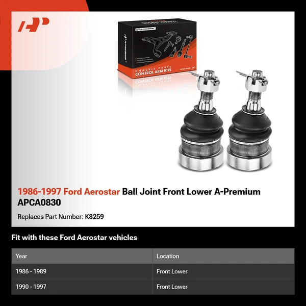 1986-1997 Ford Aerostar Ball Joint Front Lower A-Premium APCA0830