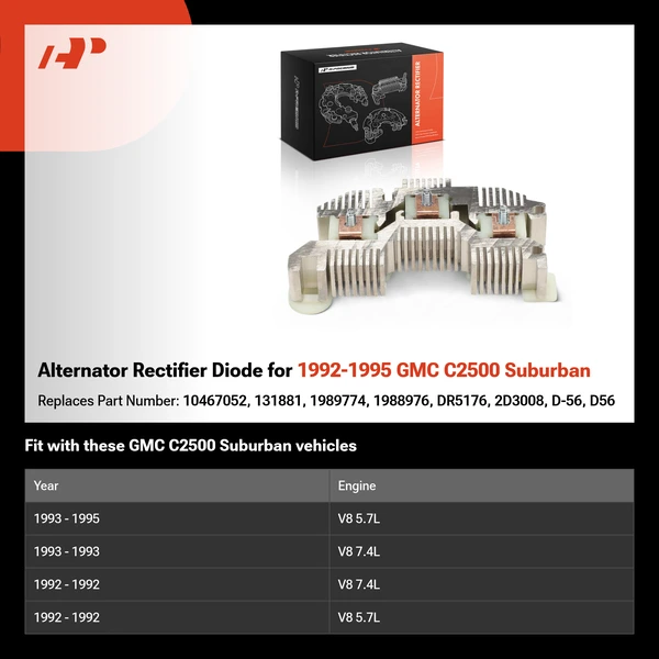 Alternator Rectifier Diode for 1992-1995 GMC C2500 Suburban