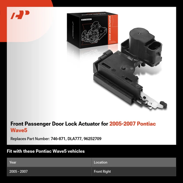 Front Passenger Door Lock Actuator for 2005-2007 Pontiac Wave5