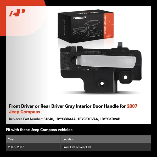 Front Driver or Rear Driver Gray Interior Door Handle for 2007 Jeep Compass