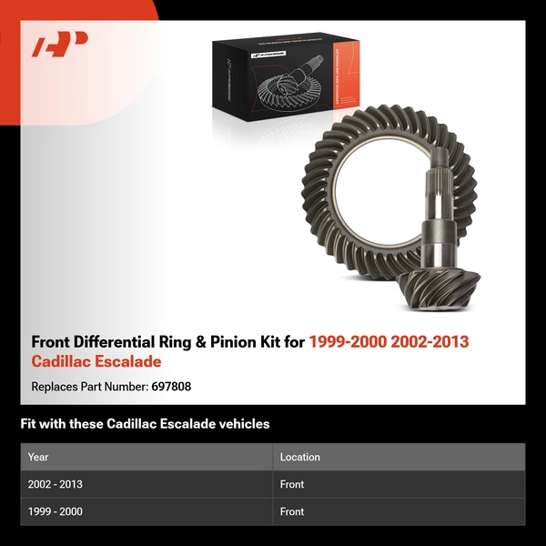 Front Differential Ring & Pinion Kit for 1999-2000 2002-2013 Cadillac Escalade