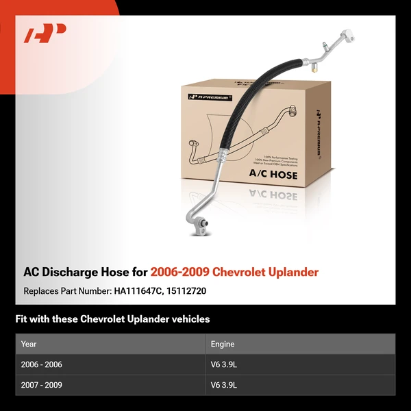 AC Discharge Hose for 2006-2009 Chevrolet Uplander