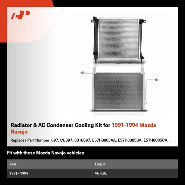 Radiator & AC Condenser Cooling Kit for 1991-1994 Mazda Navajo