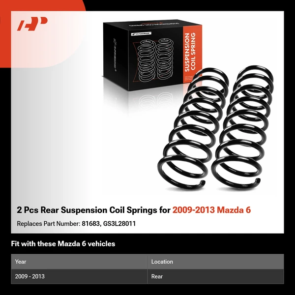 2 Pcs Rear Suspension Coil Springs for 2009-2013 Mazda 6