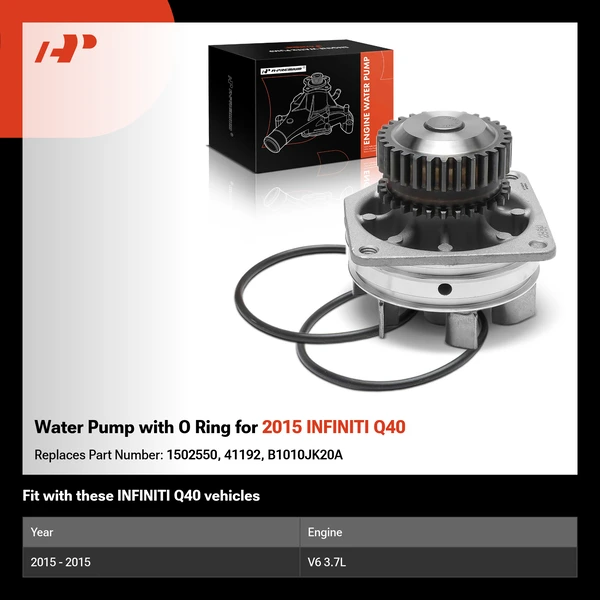 Water Pump with O Ring for 2015 INFINITI Q40