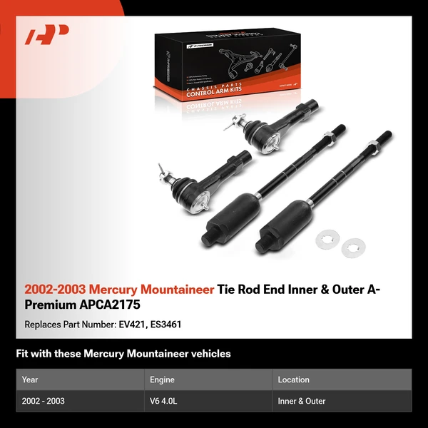 2002-2003 Mercury Mountaineer Tie Rod End Inner & Outer A-Premium APCA2175