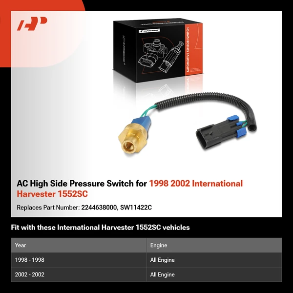 AC High Side Pressure Switch for 1998 2002 International Harvester 1552SC