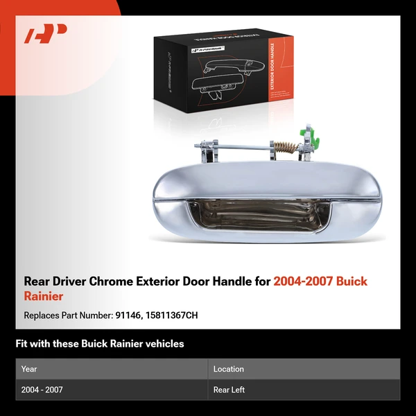 Rear Driver Chrome Exterior Door Handle for 2004-2007 Buick Rainier