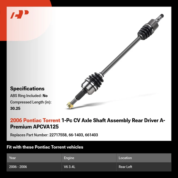 2006 Pontiac Torrent 1-Pc CV Axle Shaft Assembly Rear Driver A-Premium APCVA125