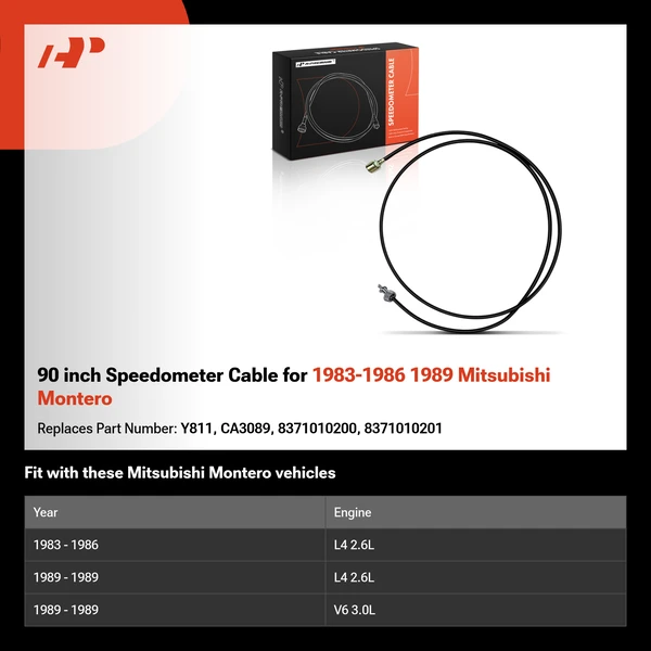 90 inch Speedometer Cable for 1983-1986 1989 Mitsubishi Montero