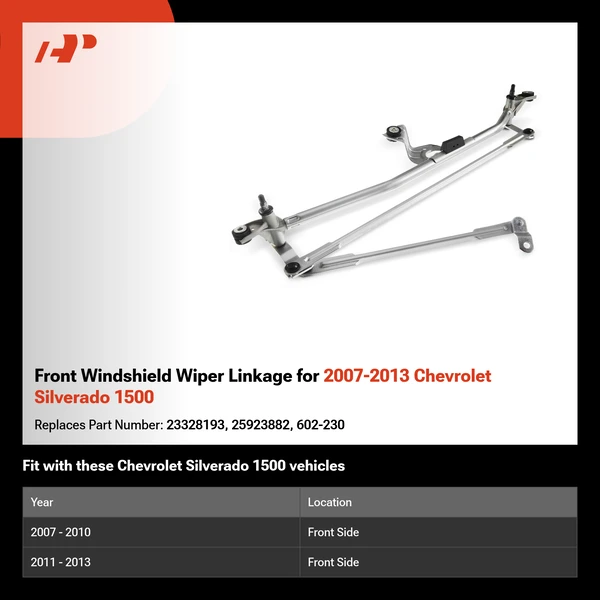 Front Windshield Wiper Linkage for 2007-2013 Chevrolet Silverado 1500