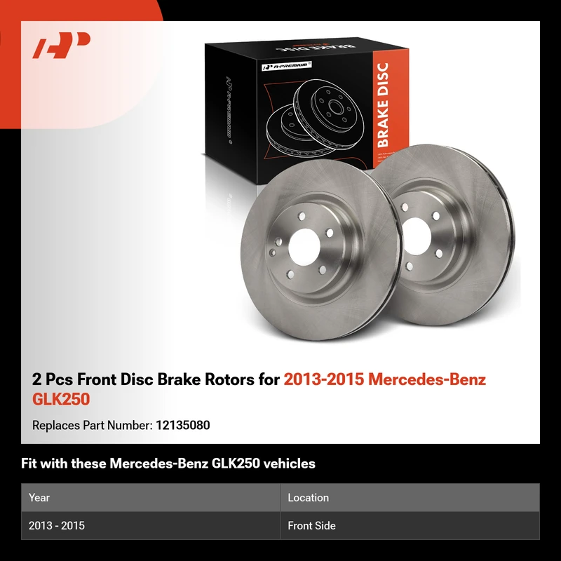 2 Pcs Front Disc Brake Rotors for 2013-2015 Mercedes-Benz GLK250