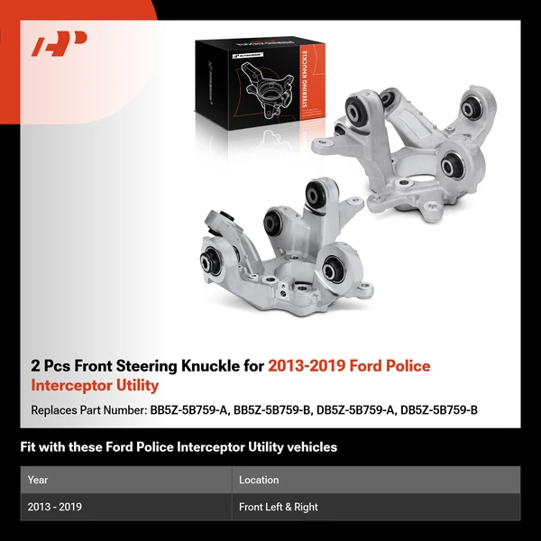2 Pcs Front Steering Knuckle for 2013-2019 Ford Police Interceptor Utility
