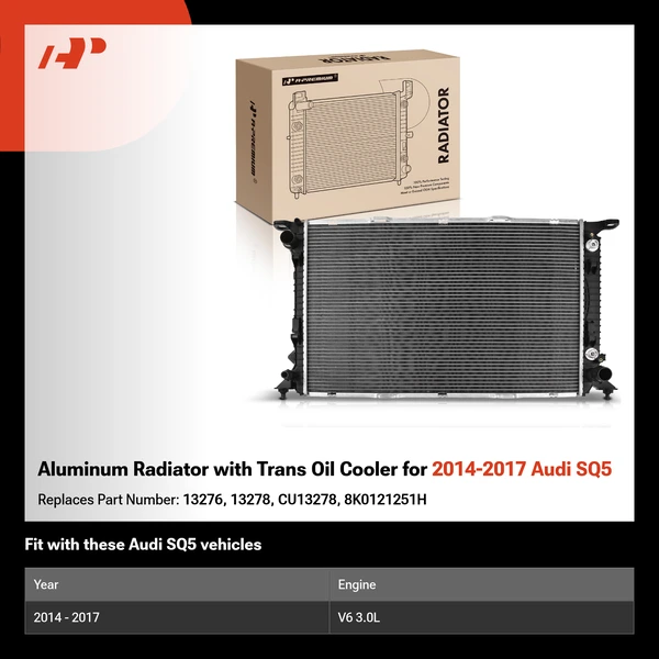 Aluminum Radiator with Trans Oil Cooler for 2014-2017 Audi SQ5
