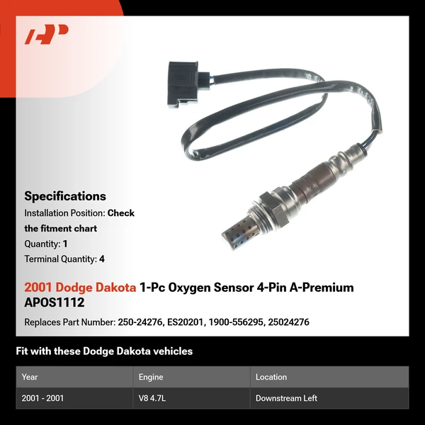 2001 Dodge Dakota 1-Pc Oxygen Sensor 4-Pin A-Premium APOS1112