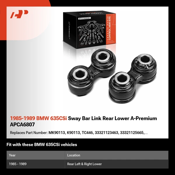 1985-1989 BMW 635CSi Sway Bar Link Rear Lower A-Premium APCA6807