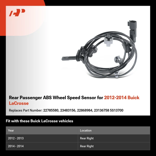 Rear Passenger ABS Wheel Speed Sensor for 2012-2014 Buick LaCrosse