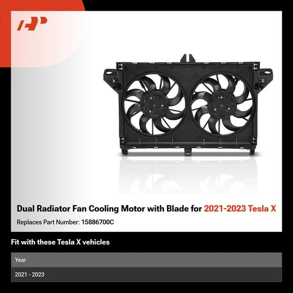 Dual Radiator Fan Cooling Motor with Blade for 2021-2023 Tesla X