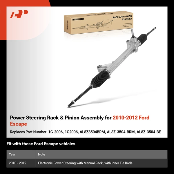 Power Steering Rack & Pinion Assembly for 2010-2012 Ford Escape