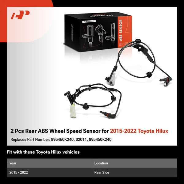2 Pcs Rear ABS Wheel Speed Sensor for 2015-2022 Toyota Hilux