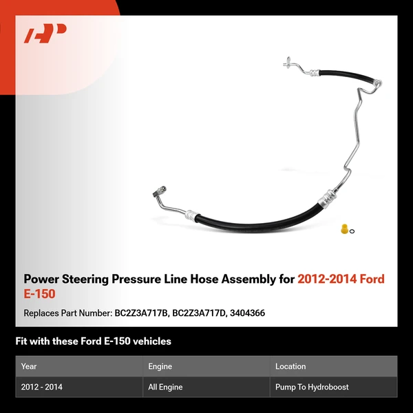 Power Steering Pressure Line Hose Assembly for 2012-2014 Ford E-150