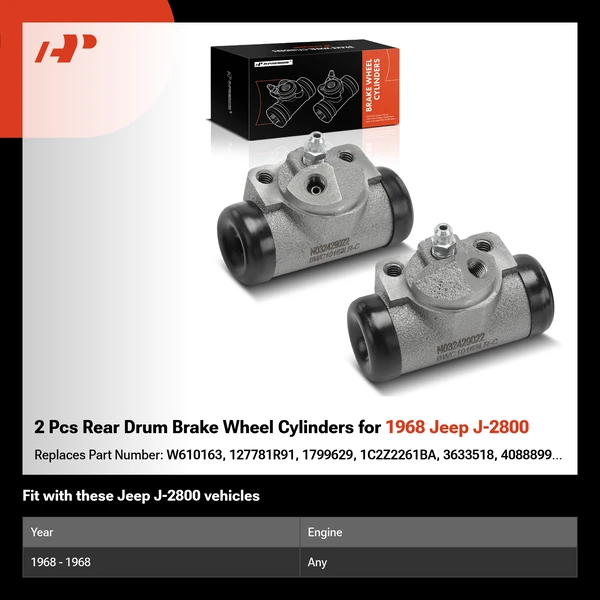 2 Pcs Rear Drum Brake Wheel Cylinders for 1968 Jeep J-2800