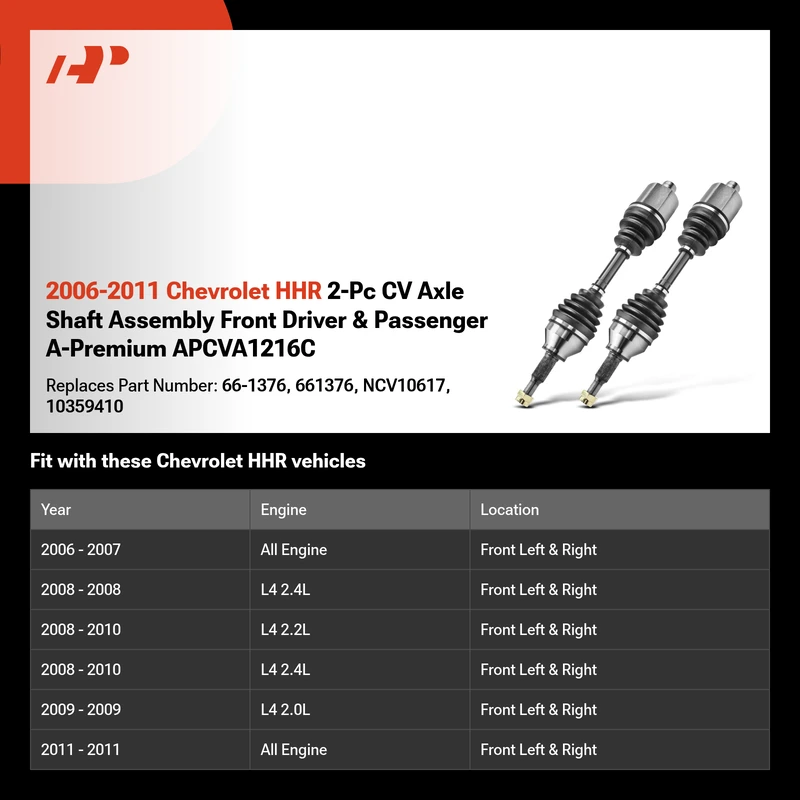 2006-2011 Chevrolet HHR 2-Pc CV Axle Shaft Assembly Front Driver & Passenger A-Premium APCVA1216C