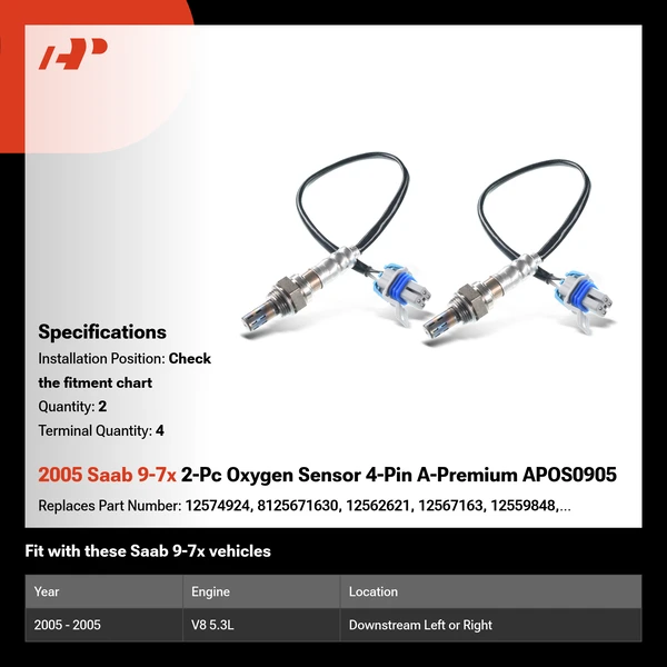 2005 Saab 9-7x 2-Pc Oxygen Sensor 4-Pin A-Premium APOS0905
