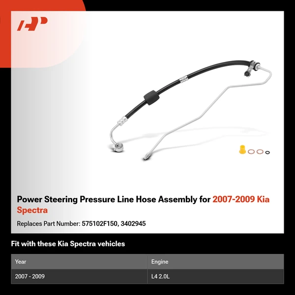 Power Steering Pressure Line Hose Assembly for 2007-2009 Kia Spectra