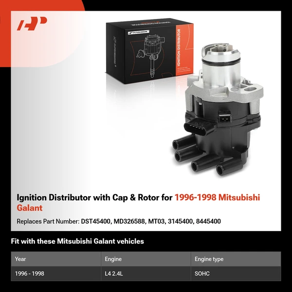 Ignition Distributor with Cap & Rotor for 1996-1998 Mitsubishi Galant