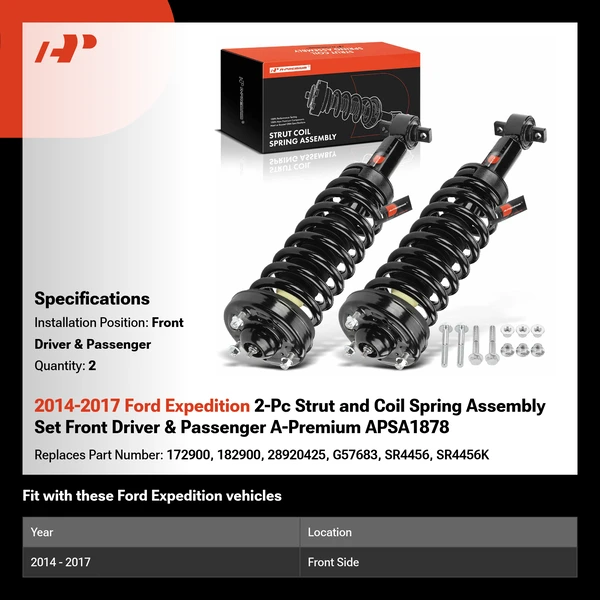 2014-2017 Ford Expedition 2-Pc Strut and Coil Spring Assembly Set Front Driver & Passenger A-Premium APSA1878