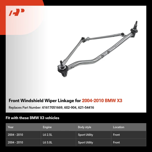 Front Windshield Wiper Linkage for 2004-2010 BMW X3