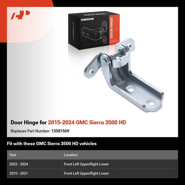 Door Hinge for 2015-2024 GMC Sierra 3500 HD