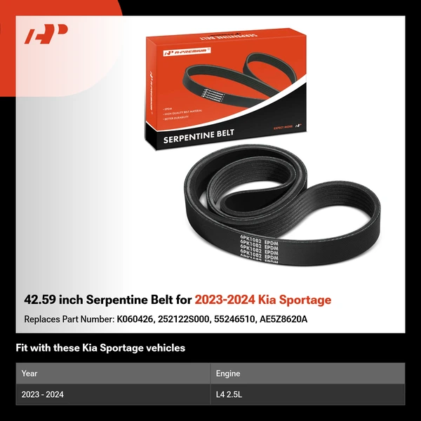 42.59 inch Serpentine Belt for 2023-2024 Kia Sportage