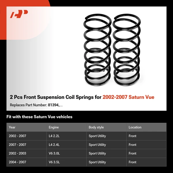 2 Pcs Front Suspension Coil Springs for 2002-2007 Saturn Vue