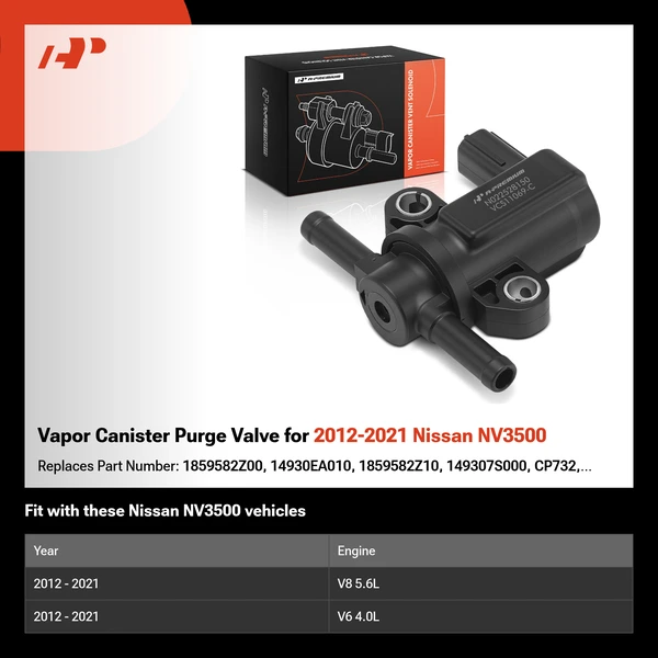 Vapor Canister Purge Valve for 2012-2021 Nissan NV3500