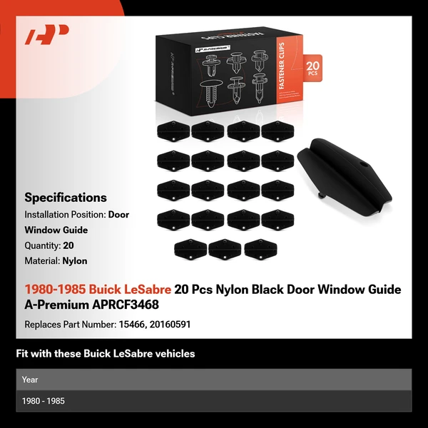 1980-1985 Buick LeSabre 20 Pcs Nylon Black Door Window Guide A-Premium APRCF3468