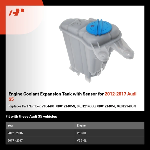 Engine Coolant Expansion Tank with Sensor for 2012-2017 Audi S5