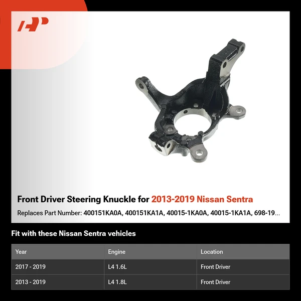 Front Driver Steering Knuckle for 2013-2019 Nissan Sentra