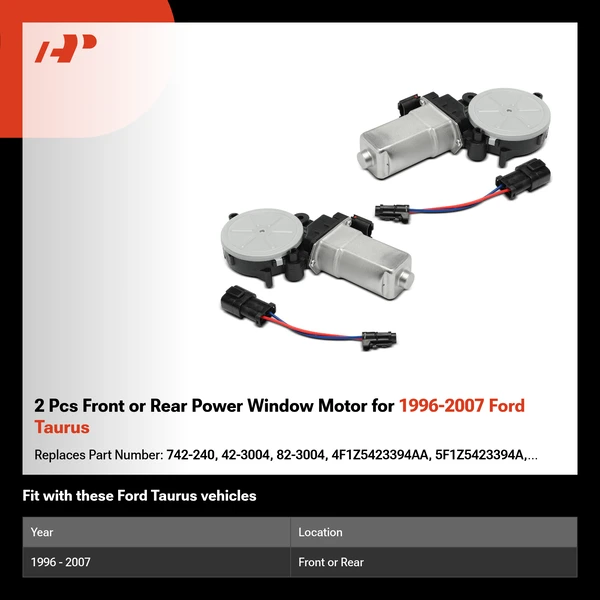2 Pcs Front or Rear Power Window Motor for 1996-2007 Ford Taurus