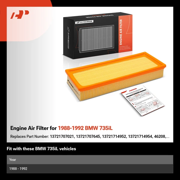 Engine Air Filter for 1988-1992 BMW 735iL