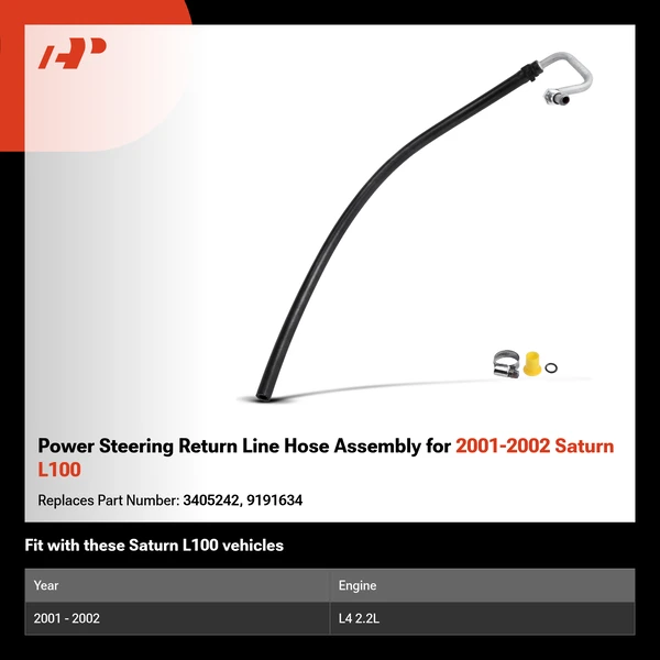 Power Steering Return Line Hose Assembly for 2001-2002 Saturn L100