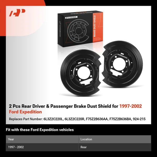 2 Pcs Rear Driver & Passenger Brake Dust Shield for 1997-2002 Ford Expedition