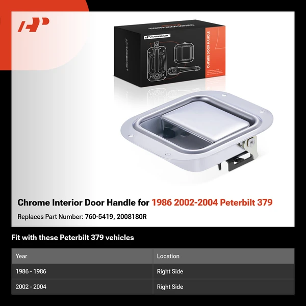 Chrome Interior Door Handle for 1986 2002-2004 Peterbilt 379