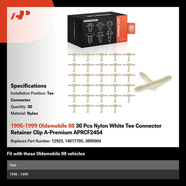 1995-1999 Oldsmobile 88 30 Pcs Nylon White Tee Connector Retainer Clip A-Premium APRCF2454