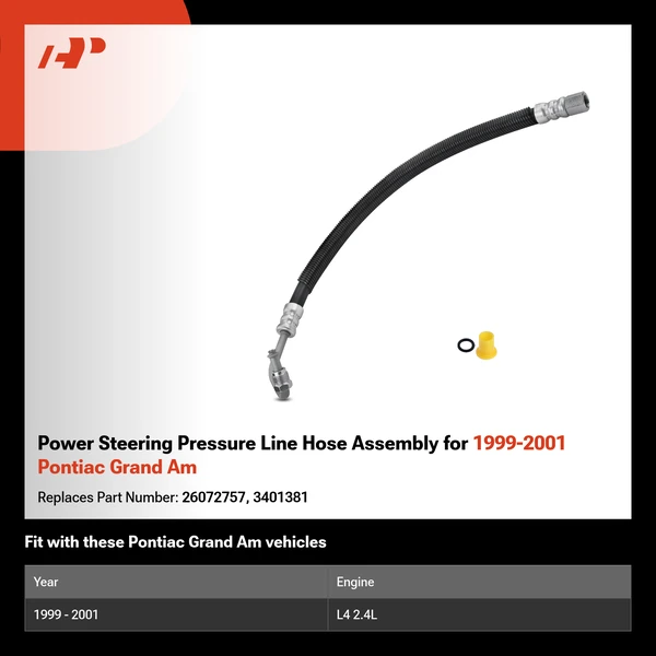 Power Steering Pressure Line Hose Assembly for 1999-2001 Pontiac Grand Am